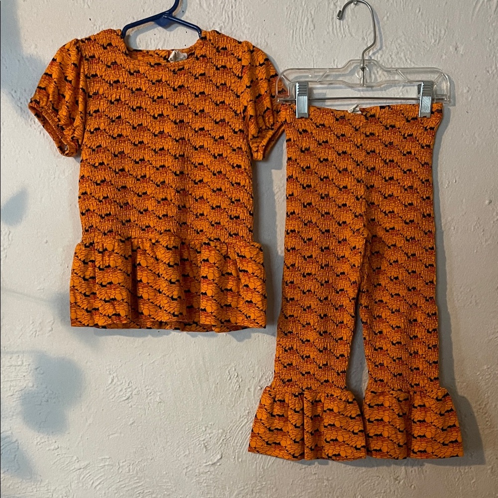 Kate Quinn Marygold Orange Ruffled Top and Pants Set